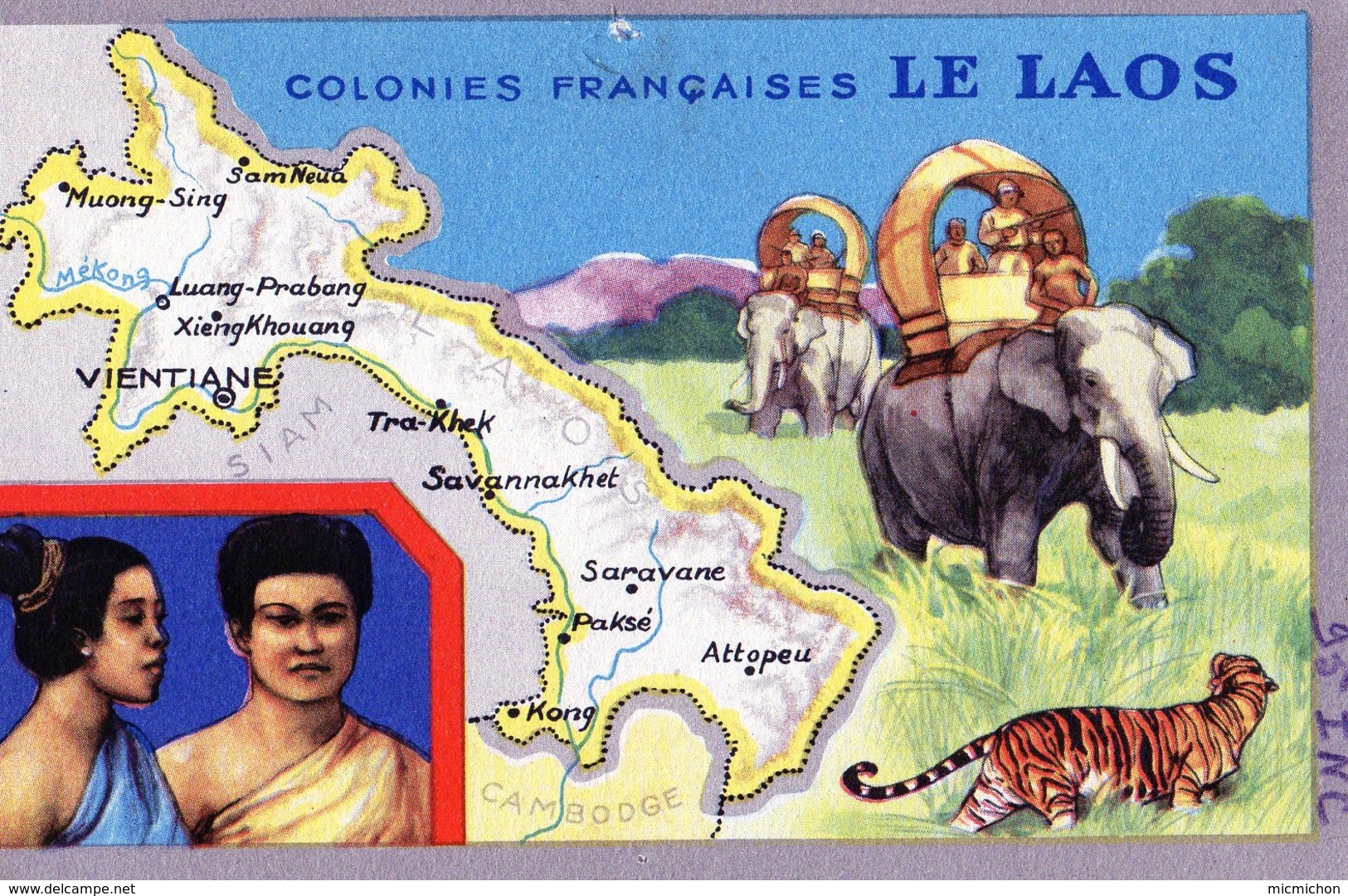 Carte LIon Noir Colonies Françaises Le LAOS - Publicité