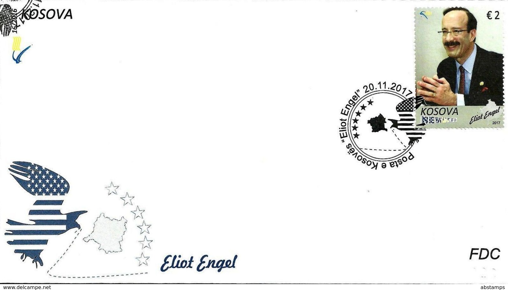 Kosovo Stamps 2017. Personality Eliot Engel. FDC Set MNH - Kosovo