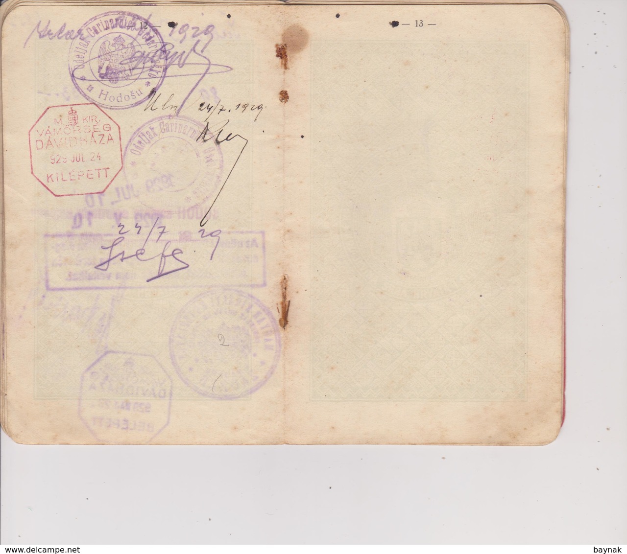 YU24 -  PASSPORT - KINGDOM OF SHS, DOLNJA LENDAVA, SLOVENIA  - 1928  - LADY PHOTO  - VISA AUSTRIA , HUNGARY - TAX STAMPS