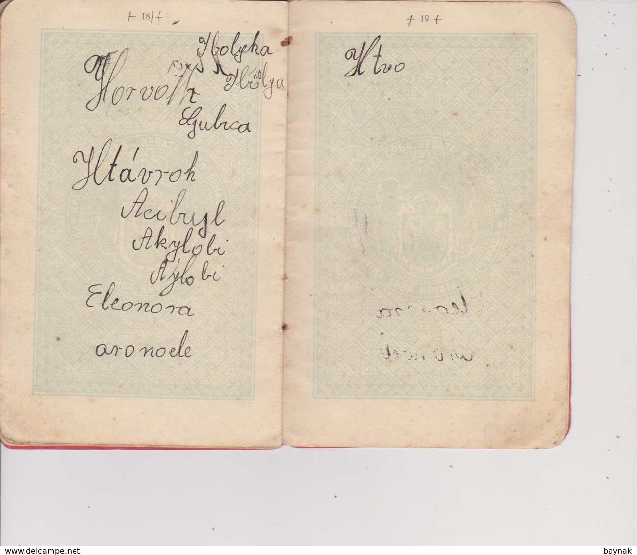 YU24 -  PASSPORT - KINGDOM OF SHS, DOLNJA LENDAVA, SLOVENIA  - 1928  - LADY PHOTO  - VISA AUSTRIA , HUNGARY - TAX STAMPS