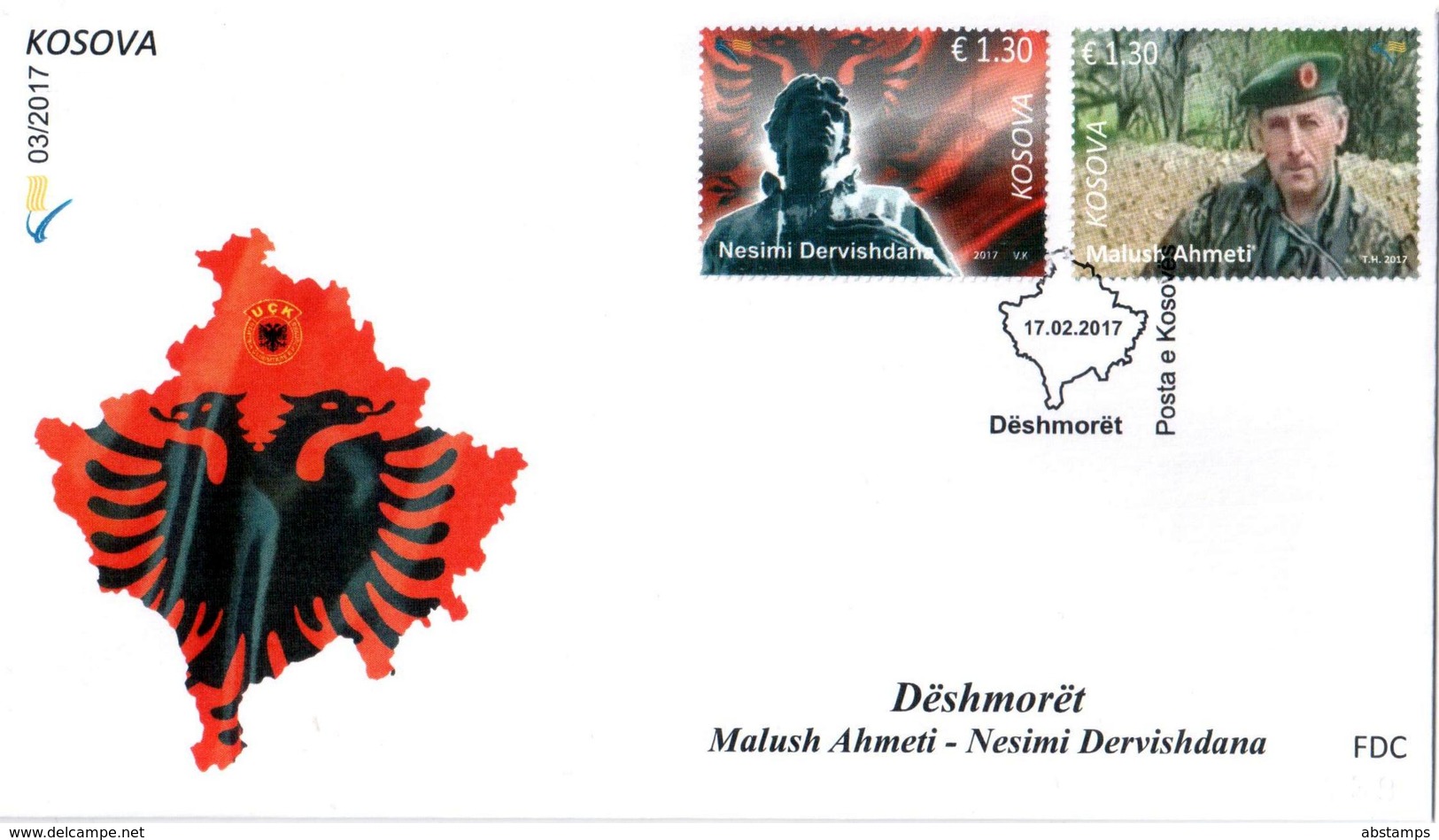 Kosovo Stamps 2017. Soldiers. Martyrs: Malush Ahmeti, Nesim Dervishdana. FDC MNH - Kosovo
