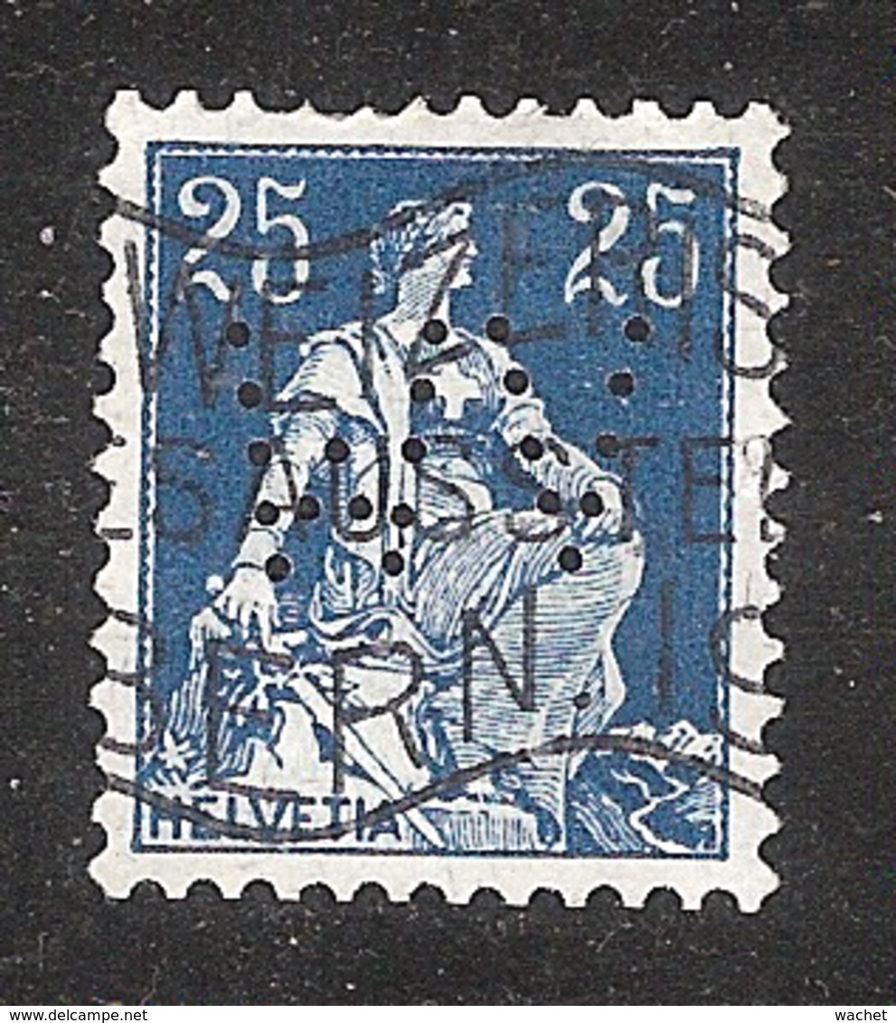 Perfin/perforé/lochung Switzerland No 99  1908-1933 - Hélvetie Assise Avec épée WV  Wagnerische Verlaganstalt - Perforés