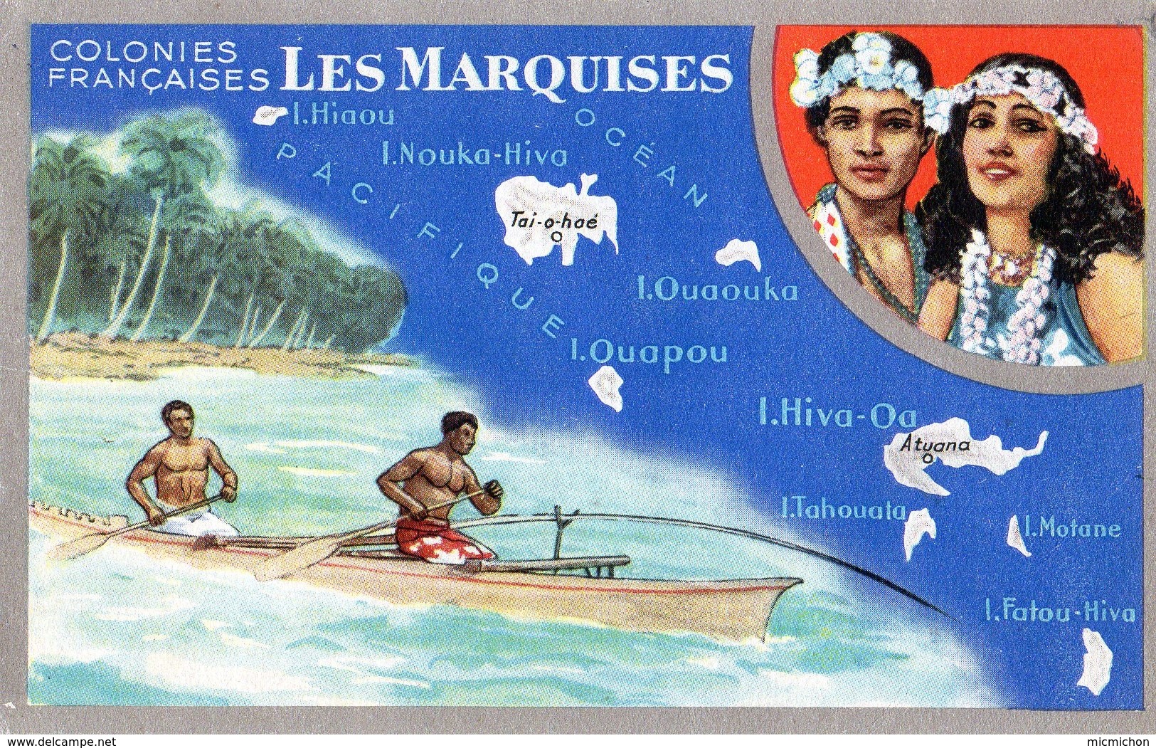 Carte LIon Noir Colonies Françaises Les MARQUISES (2) - Publicidad