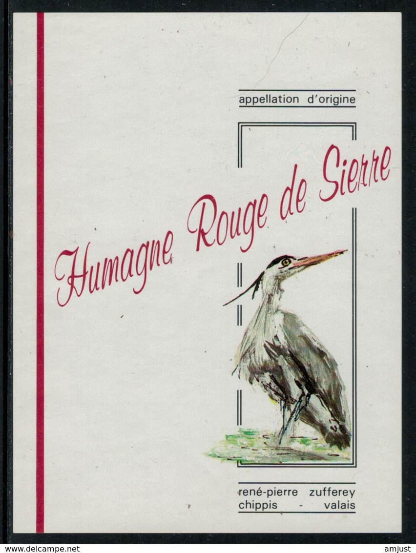 Rare // Etiquette De Vin // Plume//  Humagne Rouge De Sierre, Oiseau - Pluimen