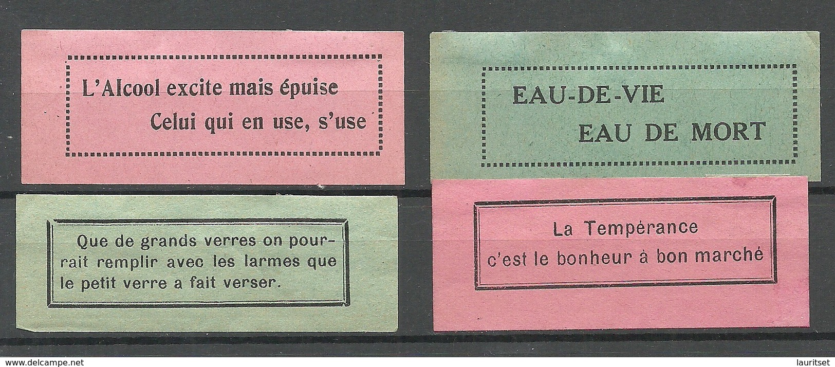 FRANKREICH France 4 Old Labels Or Vignettes * Advertising Slogans Original Gum Hinged - Autres & Non Classés