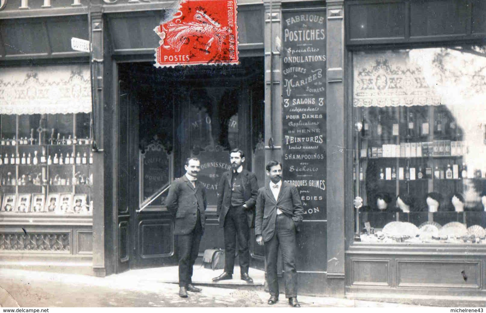 CARTE PHOTO MAGASIN COIFFEUR ( Fabrique De Postiches ) MAISON OLIVIER - Magasins