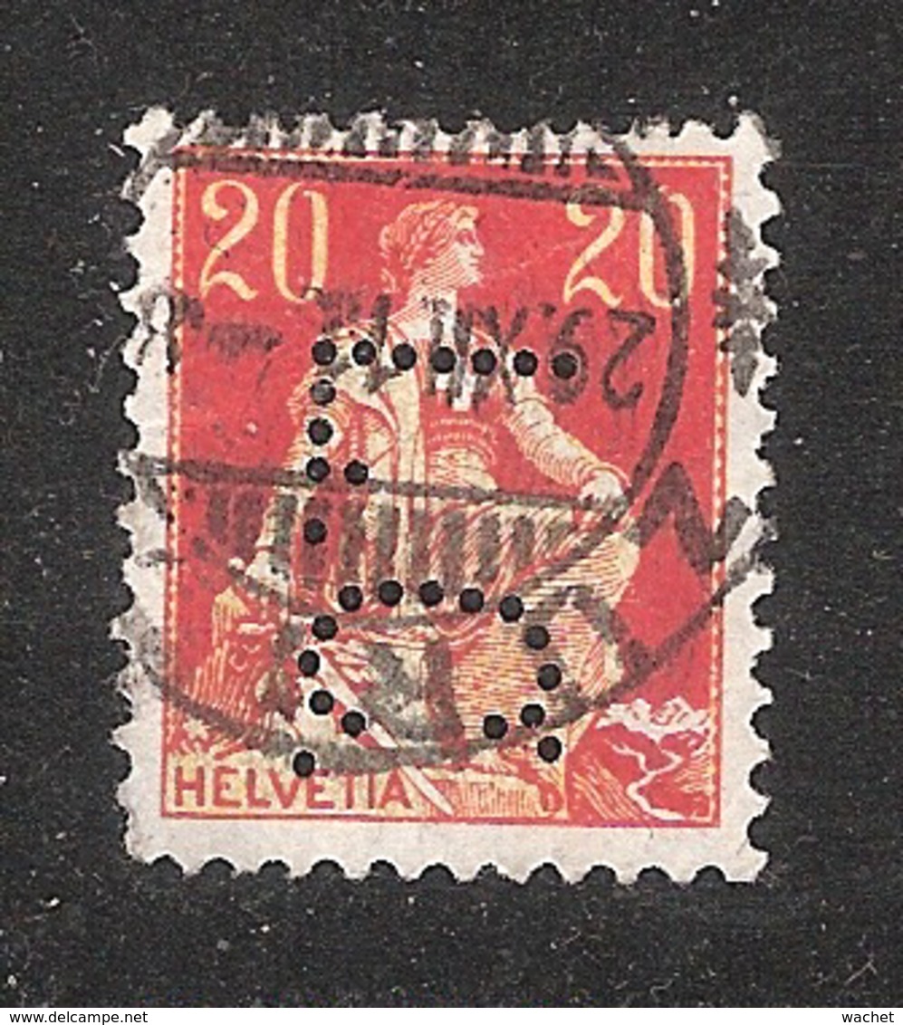 Perfin/perforé/lochung Switzerland No 98  1908-1933 - Hélvetie Assise Avec épée L.C.  Lutz & Co - Perforadas