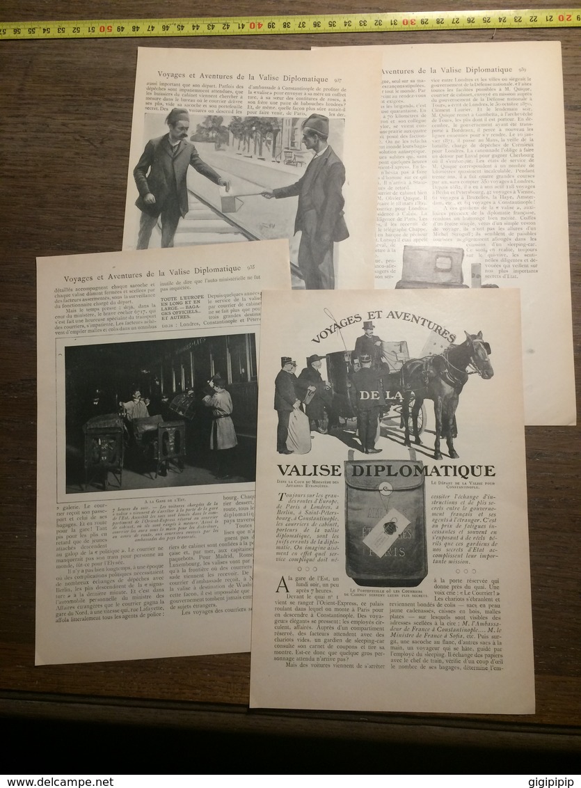 1909 DOCUMENT VOYAGES ET AVENTURES DE LA VALISE DIPLOMATIQUE - Collezioni