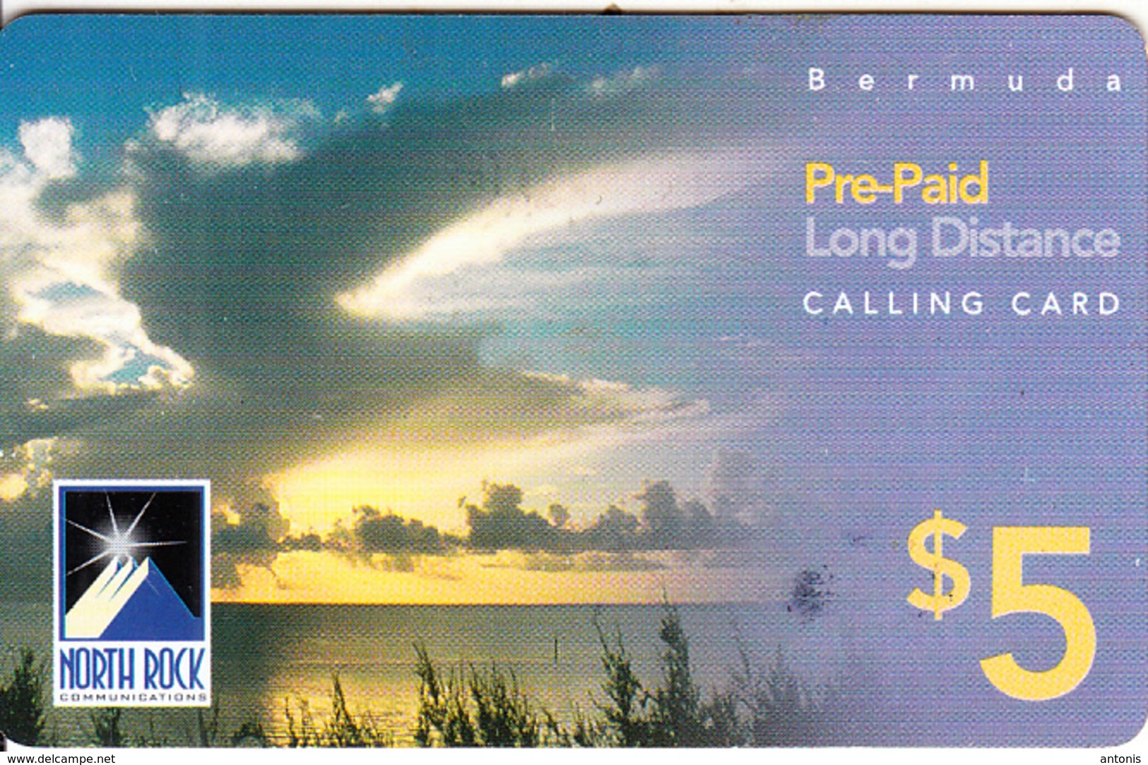 BERMUDA ISL. - Sunset, North Rock Prepaid Card $5, 03/04, Used - Bermude