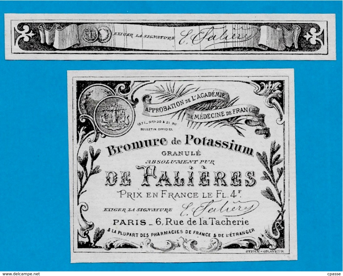 Etiquette + Collier - Bromure De Potassium DE FALIERES Rue De La Tacherie 75004 PARIS (Pharmacie Photographie) - Autres & Non Classés