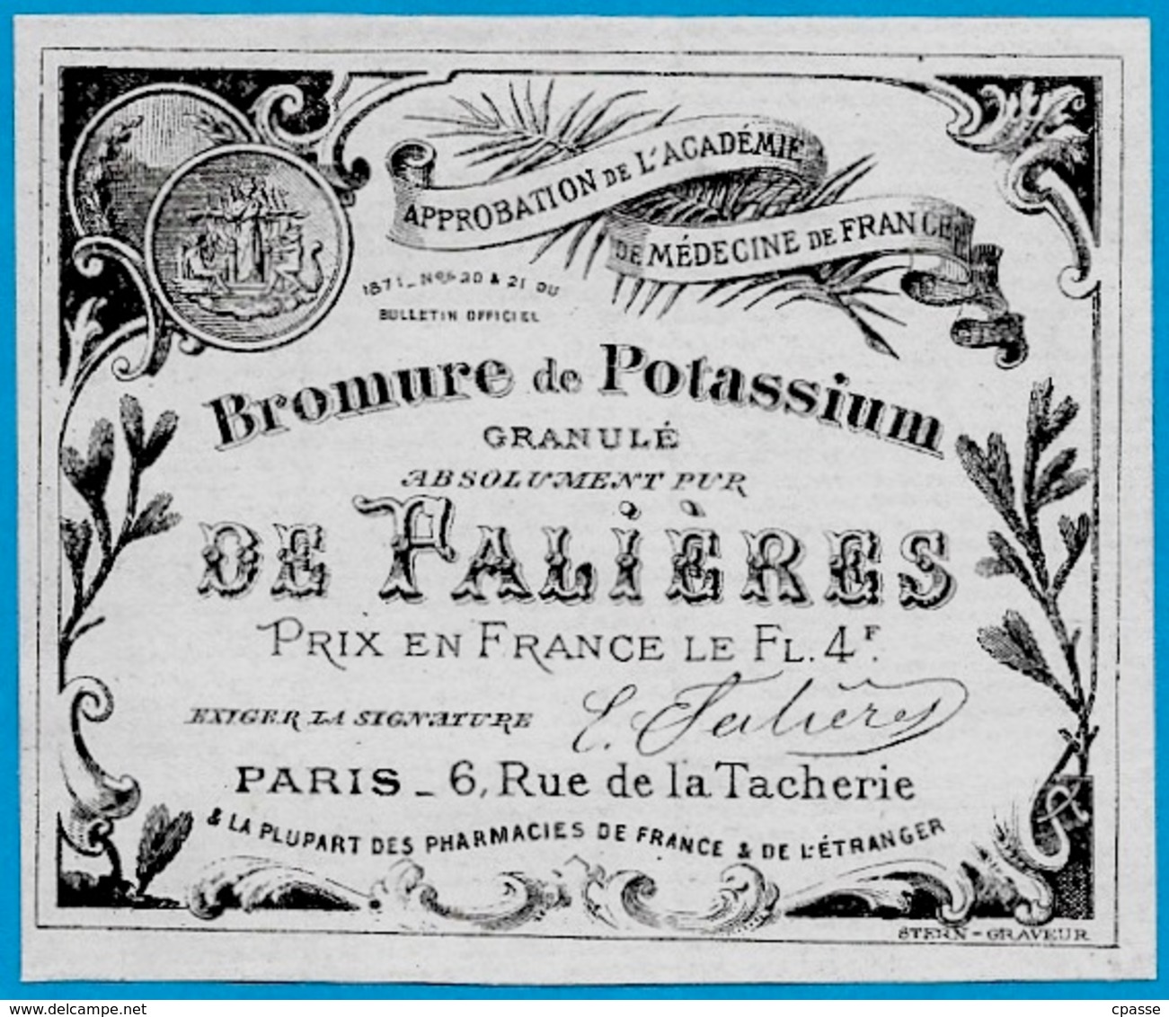 Etiquette + Collier - Bromure De Potassium DE FALIERES Rue De La Tacherie 75004 PARIS (Pharmacie Photographie) - Autres & Non Classés