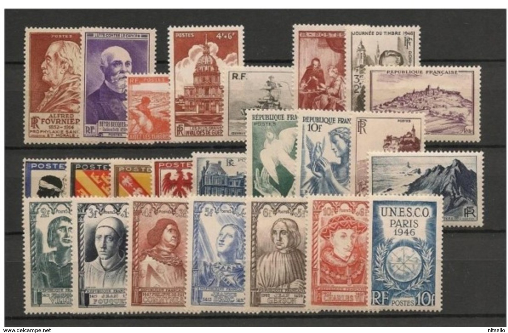 AÑOS COMPLETOS   ///  (C380) FRANCIA  AÑO 1946 COMPLETO NUEVOS **MNH  CATALOG./COTE: 26 €   ¡¡¡ SUPER-OFERTA !!!! - 1940-1949