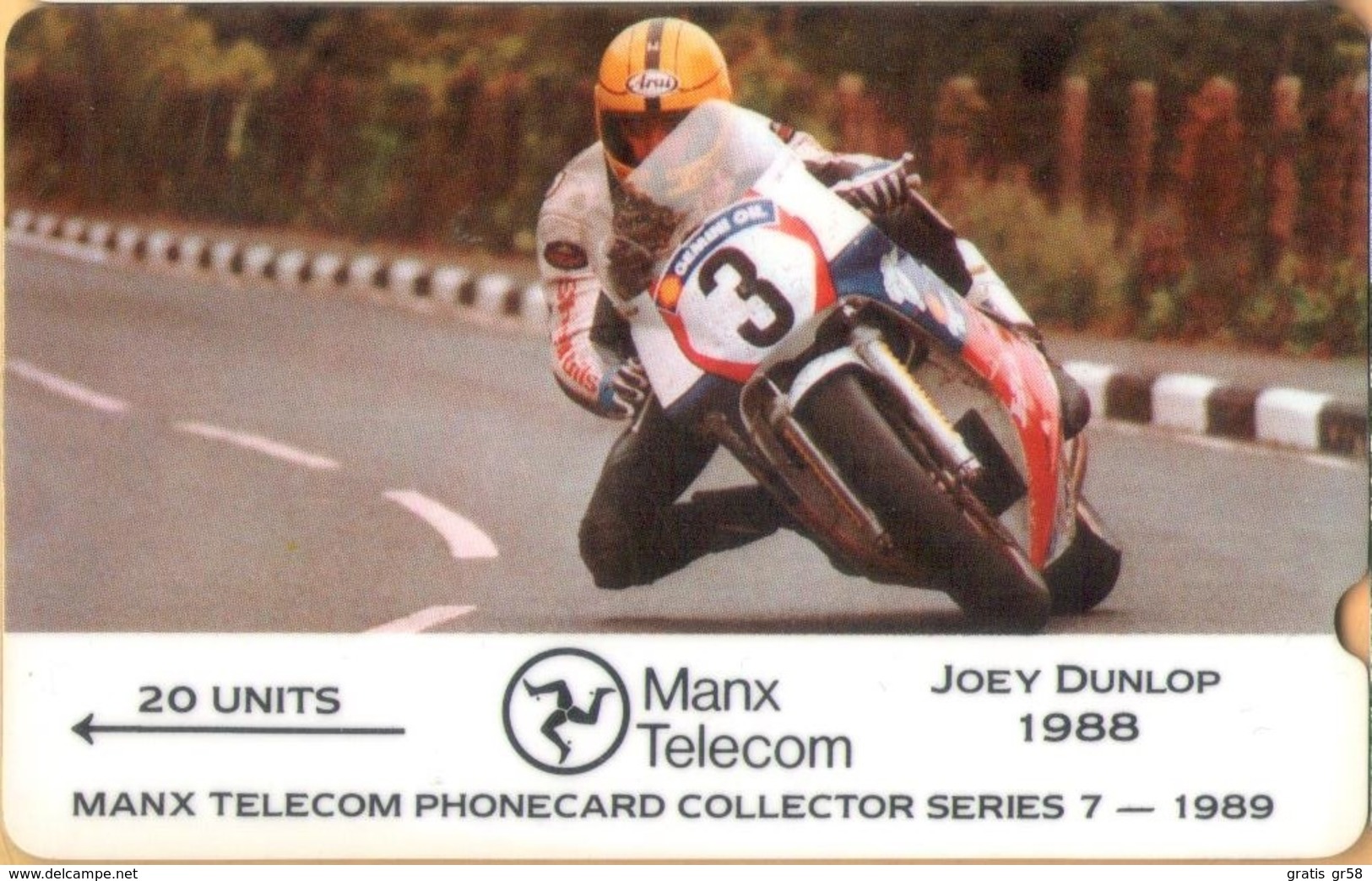 Isle Of Man - GPT, Collector Series-1989, Joey Dunlop, 3IOMC, Motor Racing, 20 U, 6000ex, 1989, VF Used - Man (Isle Of)