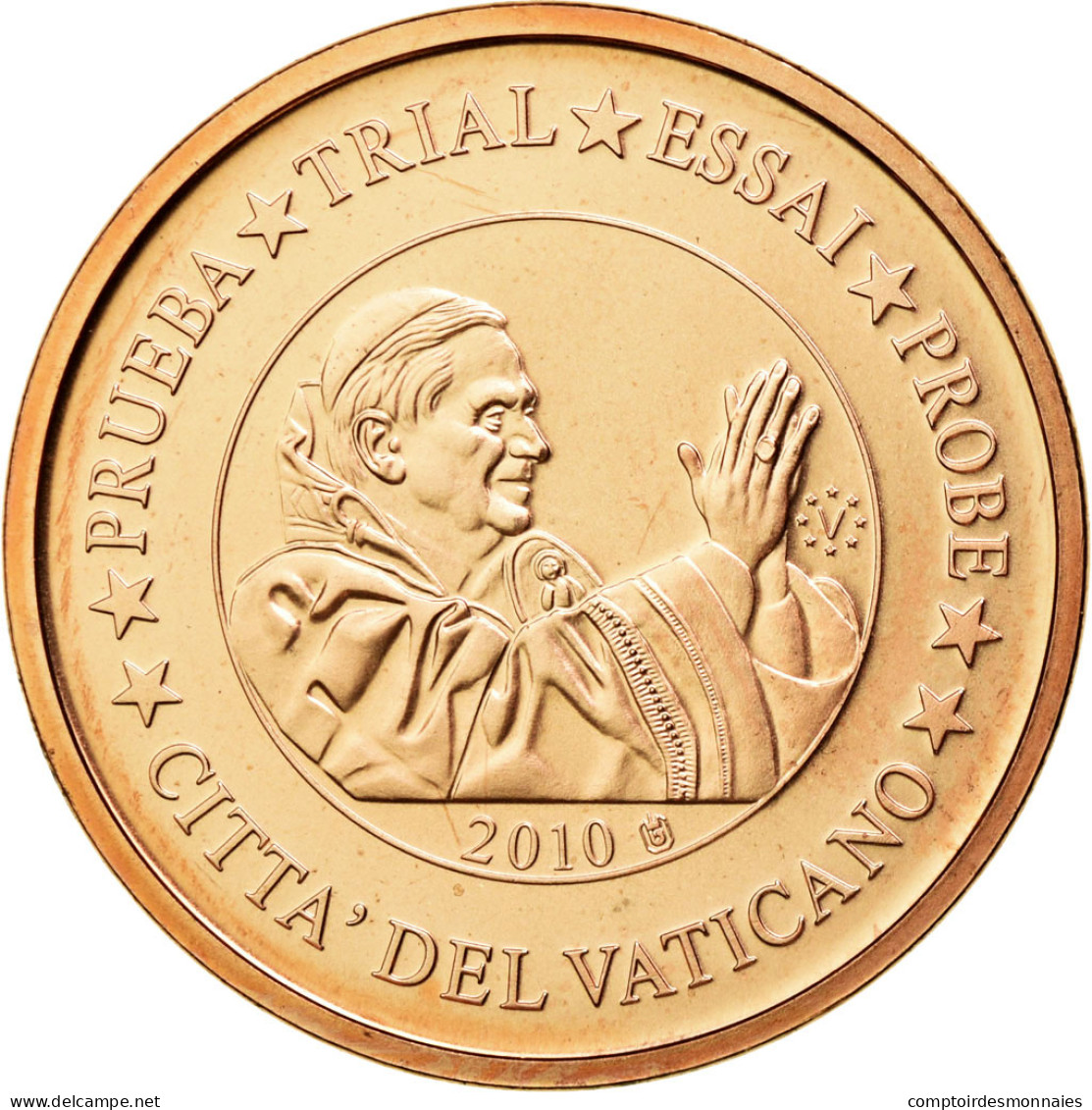 Vatican, Médaille, 2 C, Essai-Trial Benoit XVI, 2010, FDC, Cuivre - Autres & Non Classés