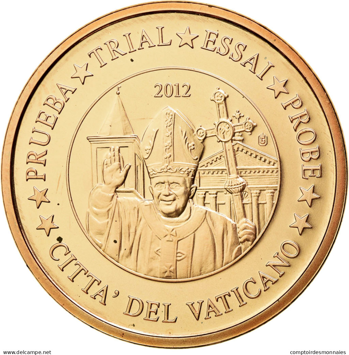 Vatican, Médaille, 5 C, Essai-Trial Benoit XVI, 2012, FDC, Cuivre - Autres & Non Classés