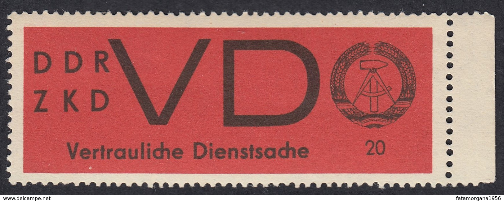 GERMANIA DDR - 1965 - SERVIZIO RISERVATO - DDR ZKD VD 20 P. Nuovo MNH, Su Carta Beige Con Margine Di Foglio. - Neufs