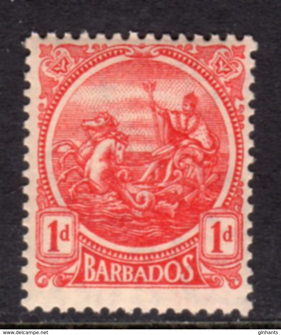 BARBADOS - 1921 ONE PENNY RED COLONY SEAL MULT SCRIPT CA REF E FINE MNH ** SG 220 - Barbados (...-1966)