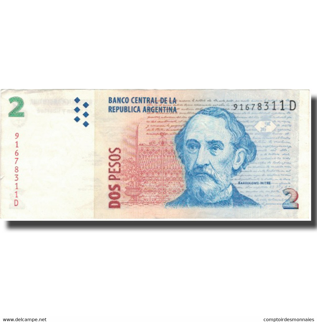 Billet, Argentine, 2 Pesos, Undated (1997-2002), KM:346, TTB+ - Argentina