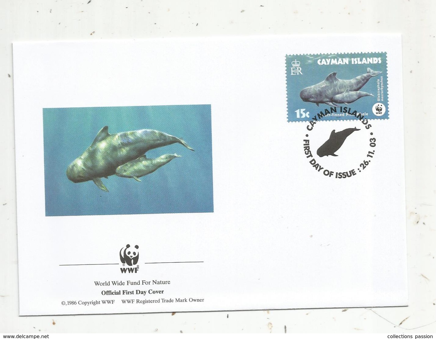 Premier Jour D'émission ,FDC , WWF , CAYMAN ISLANDS , Globicephala, 26.11.2003 - Unclassified