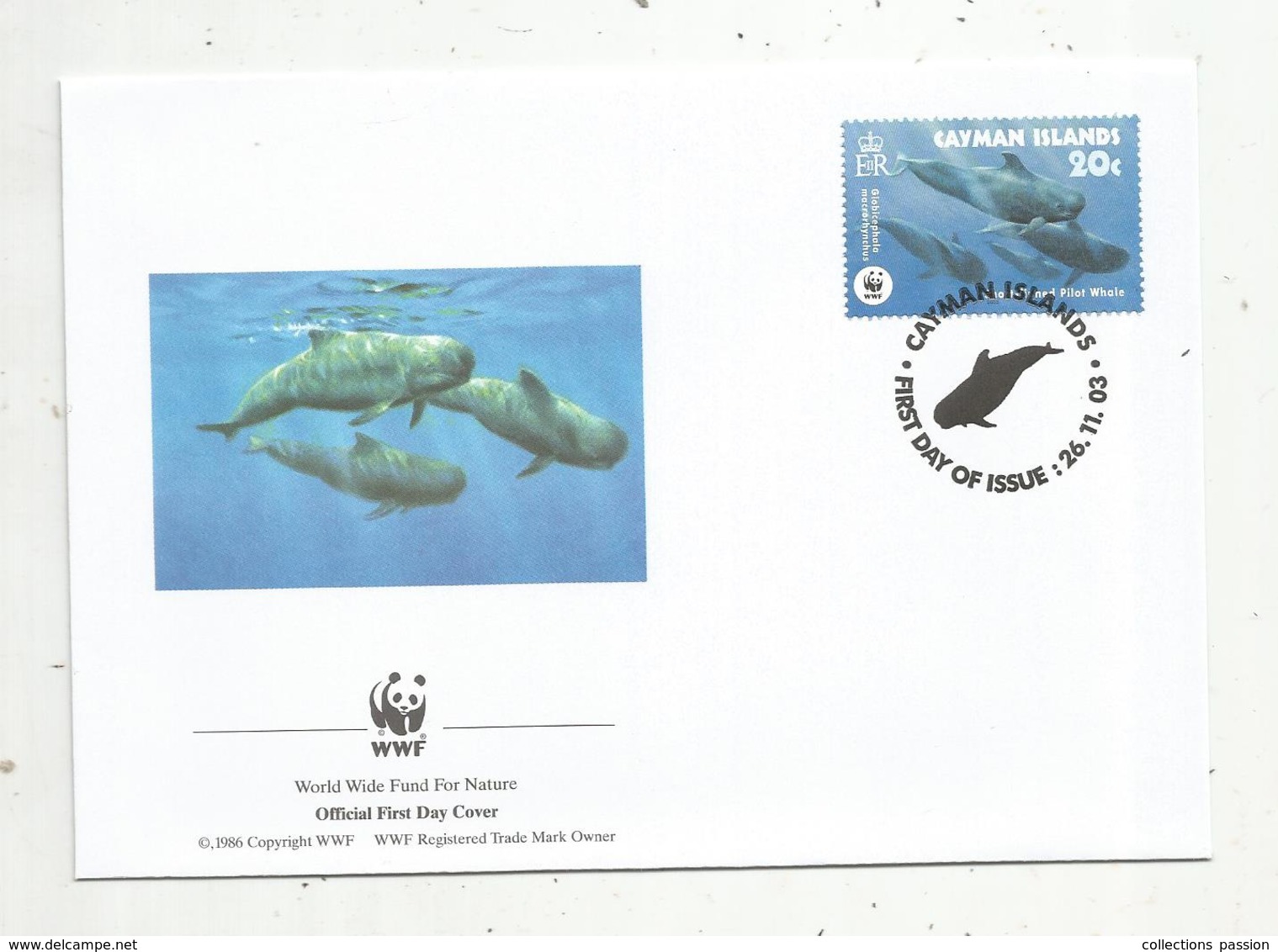 Premier Jour D'émission ,FDC , WWF , CAYMAN ISLANDS , Globicephala, 26.11.2003 - Non Classificati