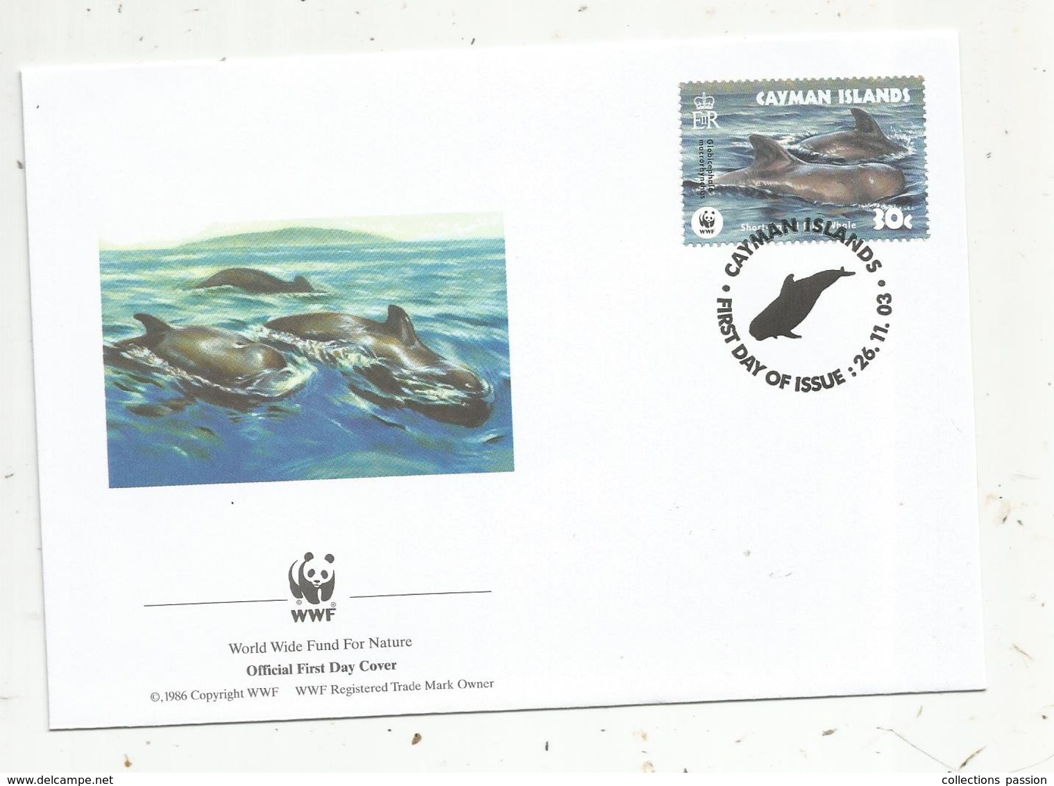 Premier Jour D'émission ,FDC , WWF , CAYMAN ISLANDS , Globicephala, 26.11.2003 - Unclassified