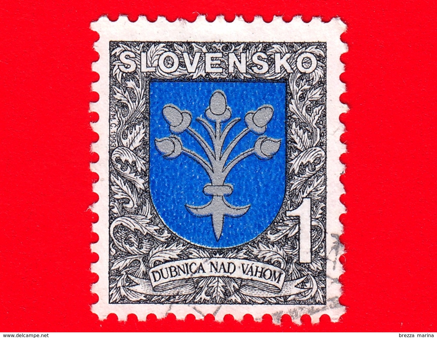 SLOVACCHIA - Usato - 1993 - Stemmi Araldici -  Dubnica Nad Vahom - 1 - Oblitérés