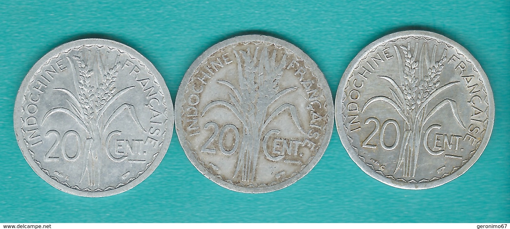 French Indo-China - 20 Centimes - 1945 - KMs 29.1, 29.2 & 29.3 - Sonstige & Ohne Zuordnung