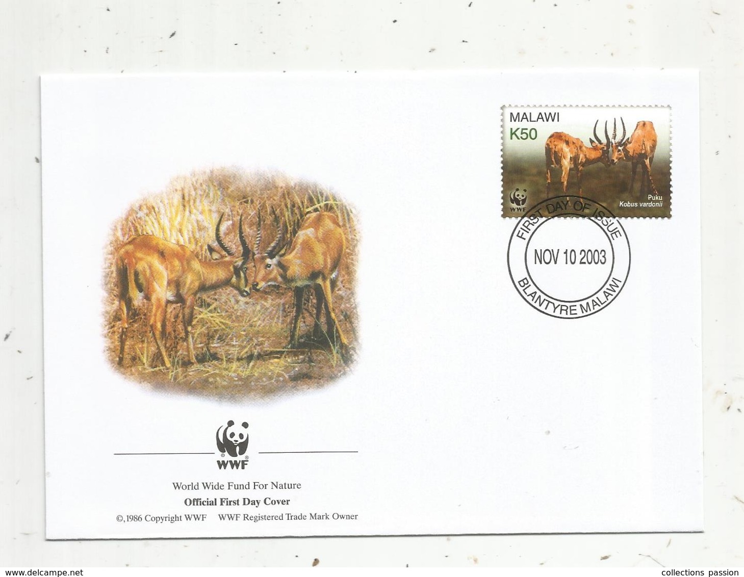 Premier Jour D'émission ,FDC , WWF , MALAWI , BLANTYRE MALAWI ,puku, 10 Nov 2003 - Malawi (1964-...)