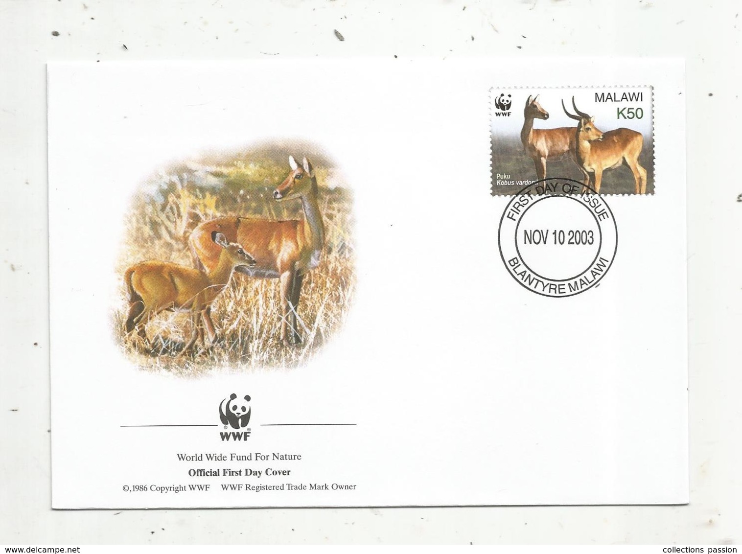 Premier Jour D'émission ,FDC , WWF , MALAWI , BLANTYRE MALAWI ,puku, 10 Nov 2003 - Malawi (1964-...)