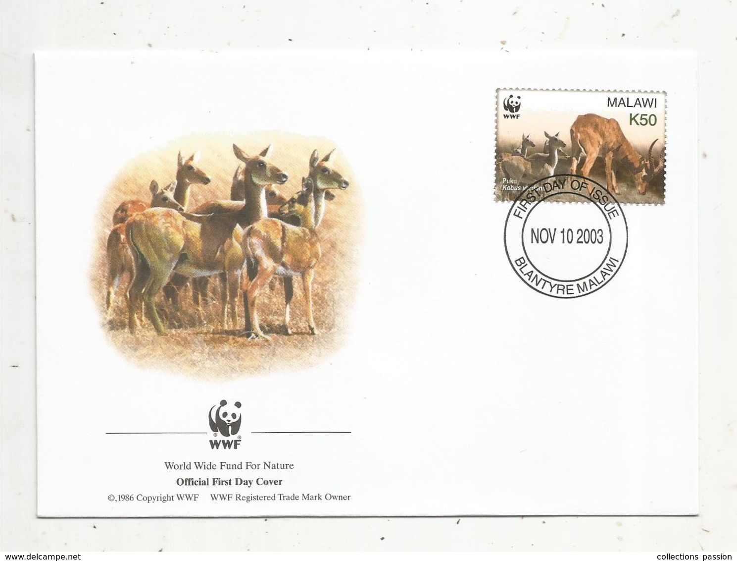 Premier Jour D'émission ,FDC , WWF , MALAWI , BLANTYRE MALAWI ,puku, 10 Nov 2003 - Malawi (1964-...)