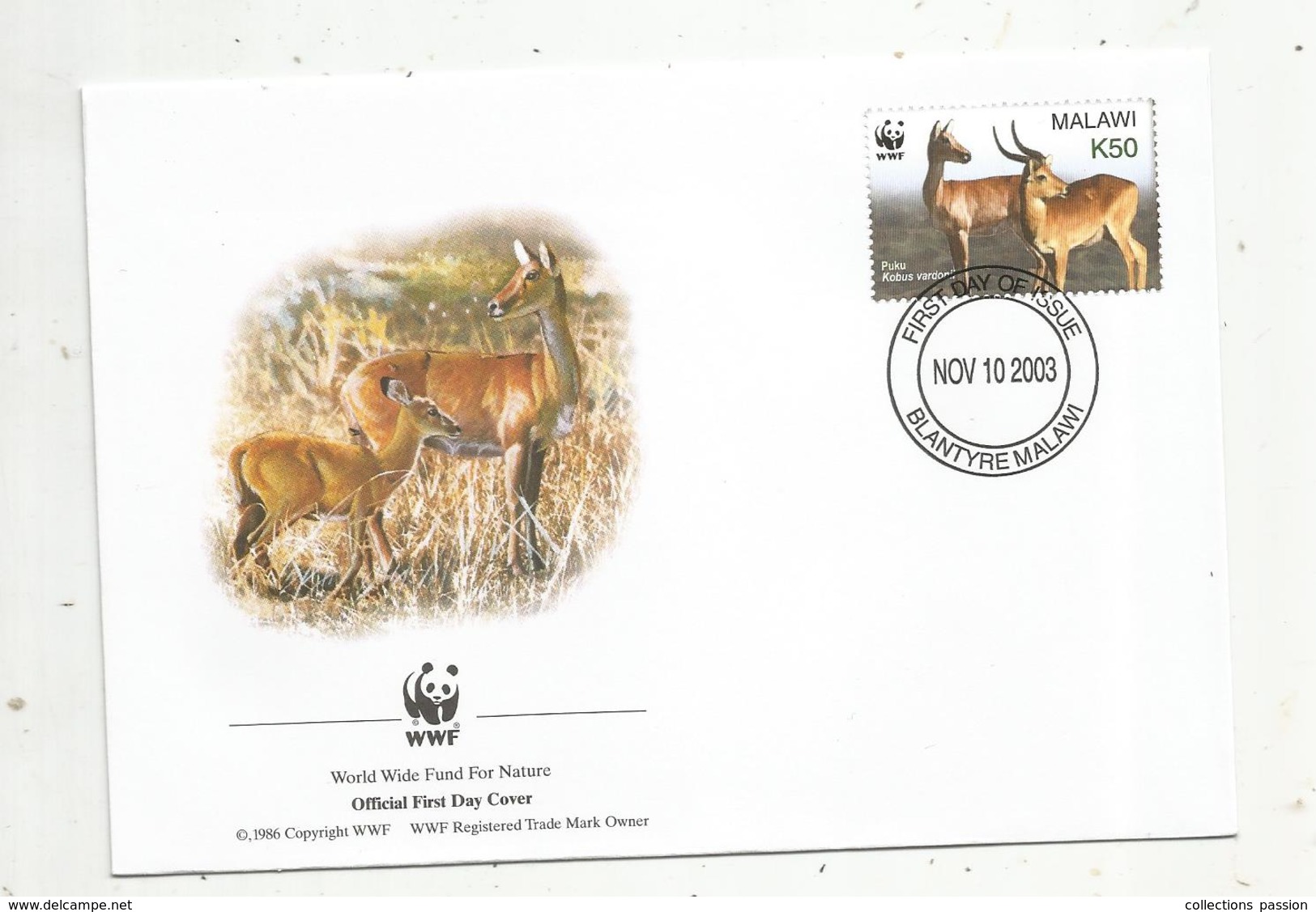 Premier Jour D'émission ,FDC , WWF , MALAWI , BLANTYRE MALAWI ,puku, 10 Nov 2003 - Malawi (1964-...)