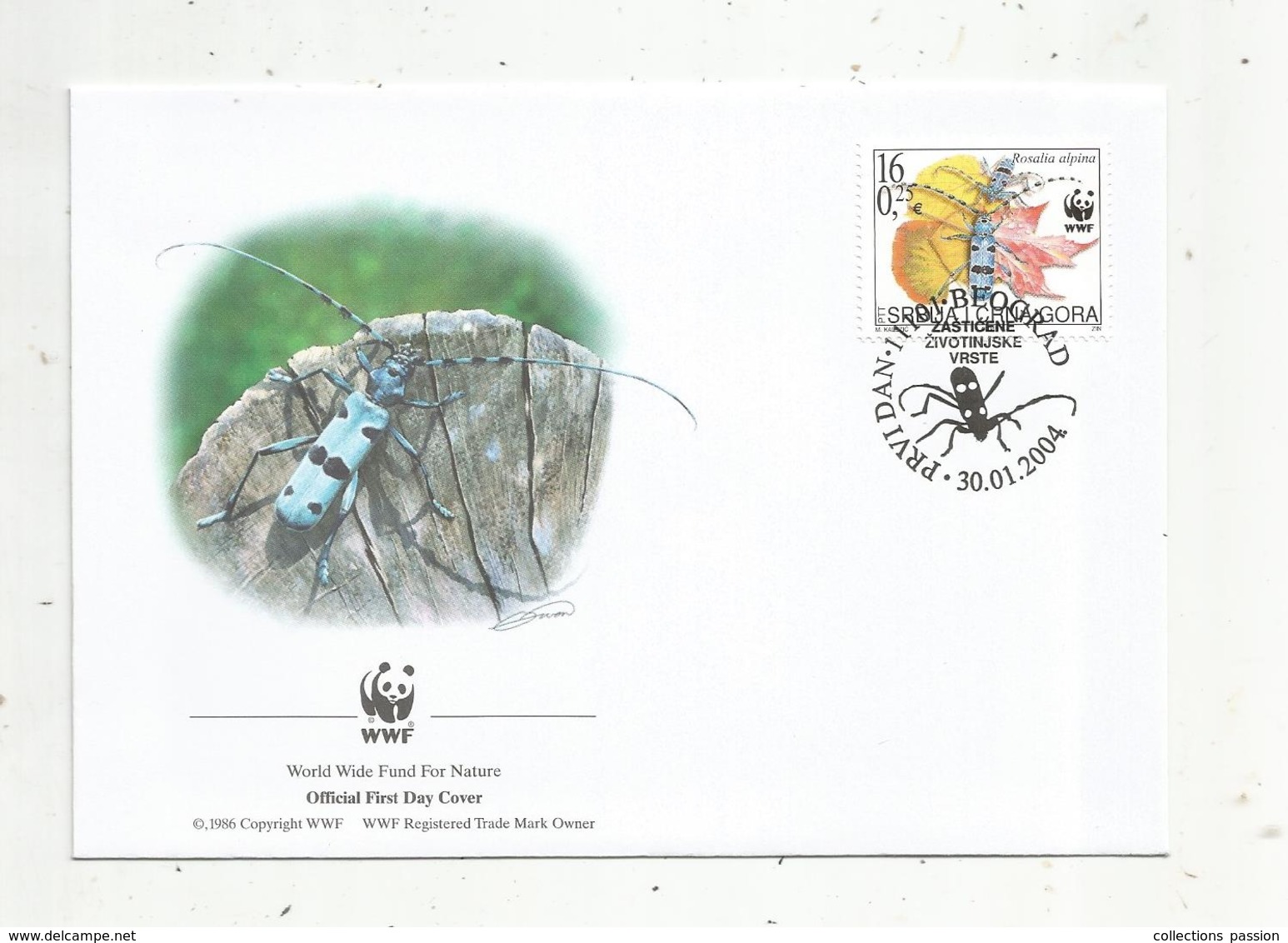 Premier Jour D'émission ,FDC , WWF , SERBIE , SRBIJA ,  PRVI DAN , BEOGRAD , Rosalia Alpina ,30.01.2004 - Serbia