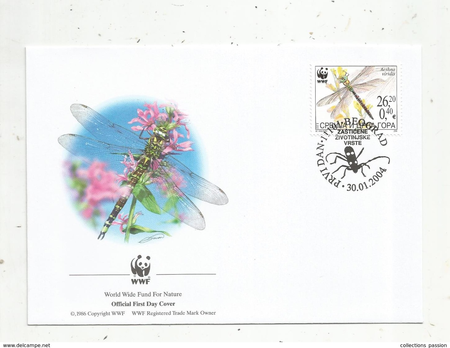 Premier Jour D'émission ,FDC , WWF , SERBIE , SRBIJA ,  PRVI DAN , BEOGRAD , Aeshna Viridis ,30.01.2004 - Serbie