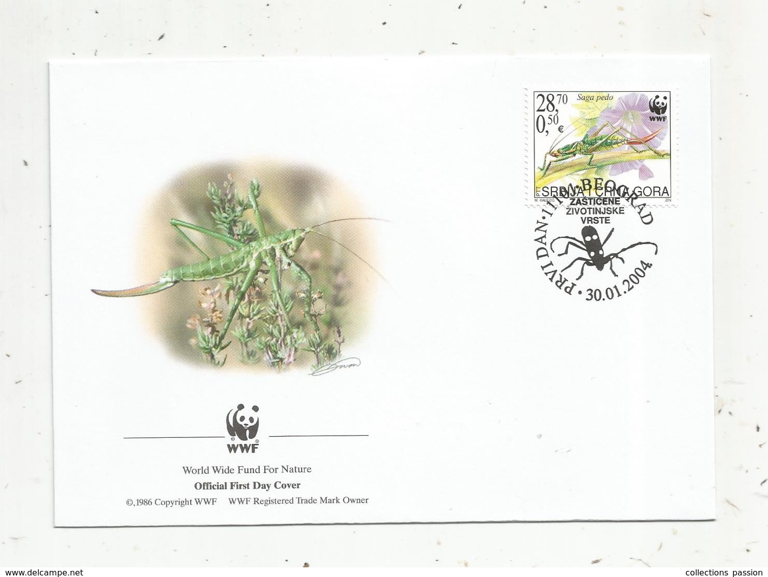 Premier Jour D'émission ,FDC , WWF , SERBIE , SRBIJA ,  PRVI DAN , BEOGRAD , Saga Pedo ,30.01.2004 - Serbie