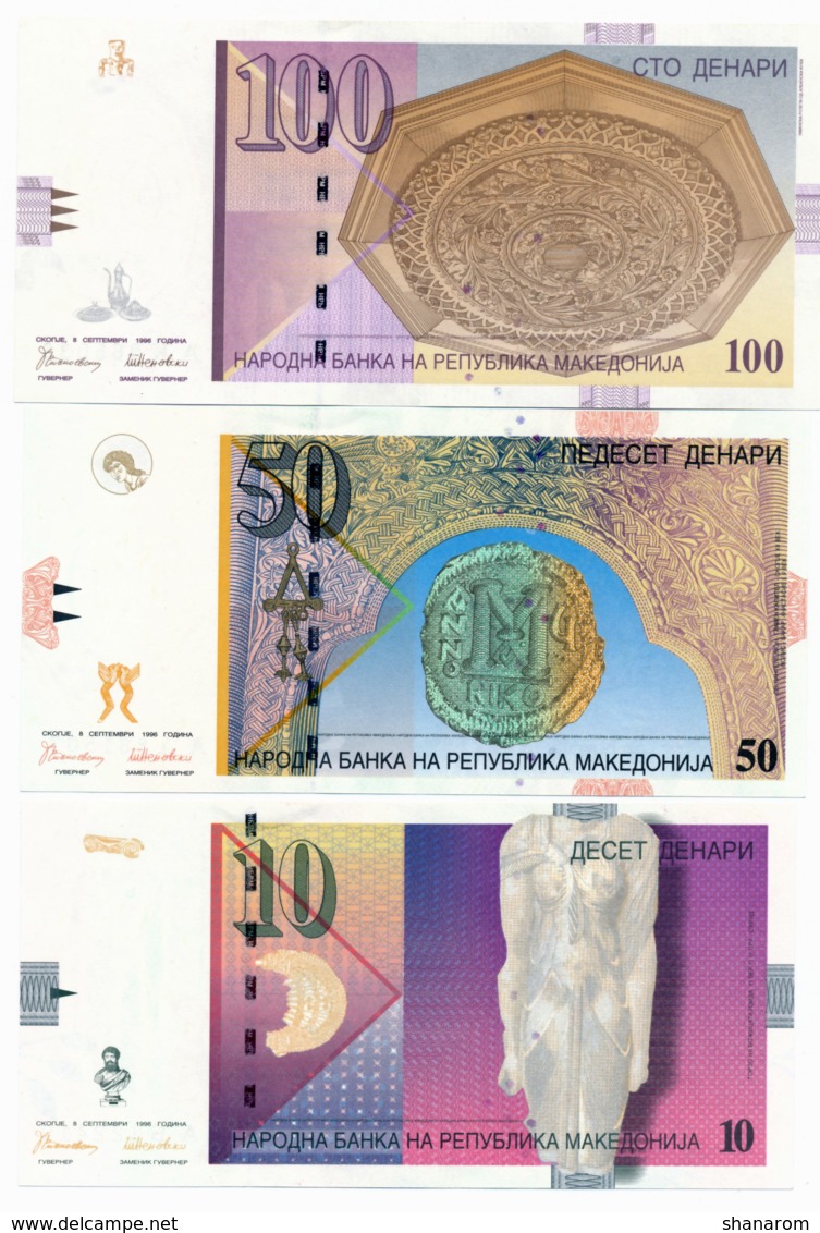 1996 // MACEDOINE // Commemorative Bill // 10 & 50 & 100 Denari // SPL/AU - North Macedonia