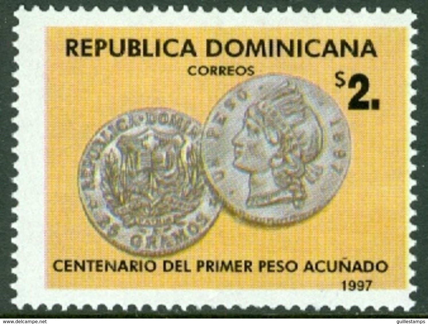 DOMINICAN REPUBLIC 1997 FIRST PESO COIN** (MNH) - Dominican Republic