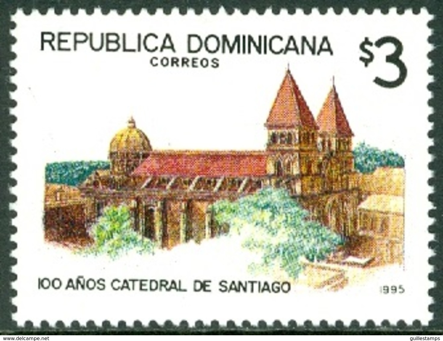 DOMINICAN REPUBLIC 1995 CITY OF SANTIAGO CATHEDRAL** (MNH) - Dominicaine (République)