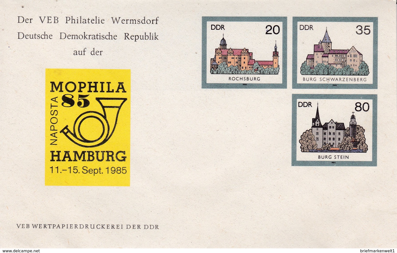 DDR,  U2** Mit Zudruck "Mophila 85" (109f) - Enveloppes - Neuves