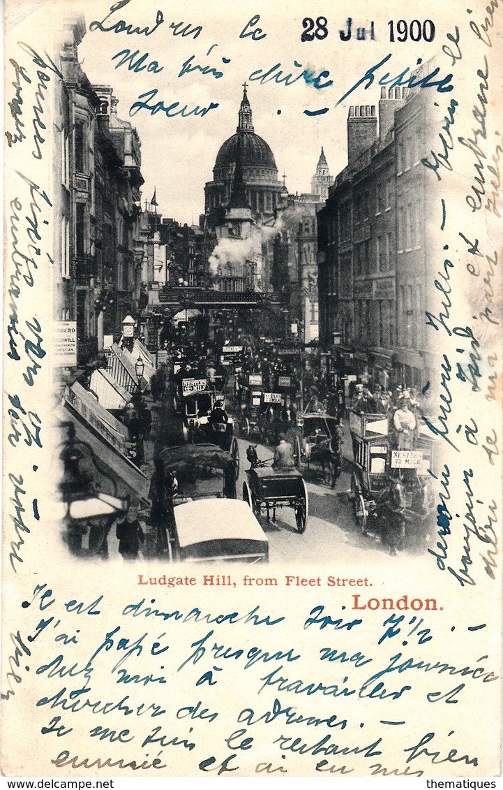 Thematiques Great Britain London Londres Ludgate Hill From Fleet Street Timbre Cachet JY 30 1900 - Autres & Non Classés