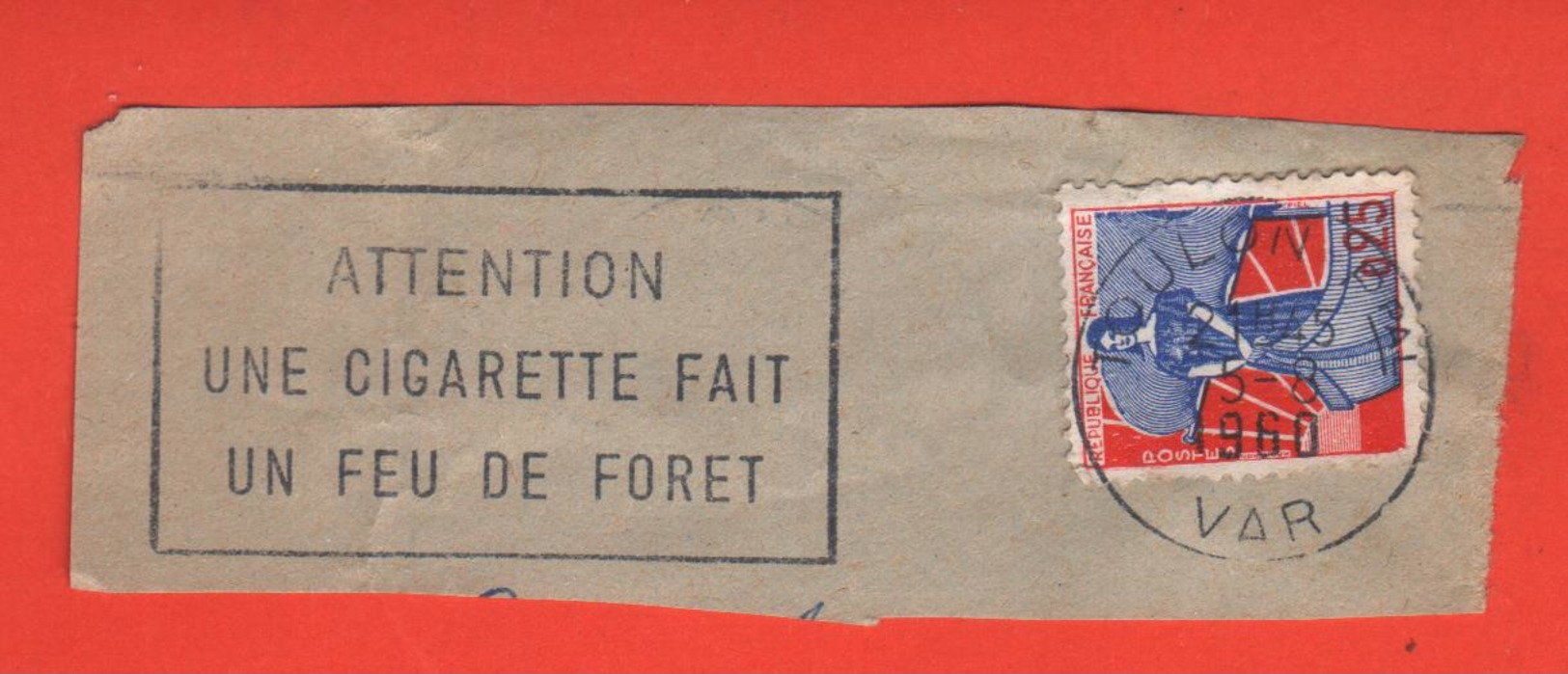 FLAMME POSTALE SUR FRAGMENT - VILLE DE TOULON - 1960 - Autres & Non Classés