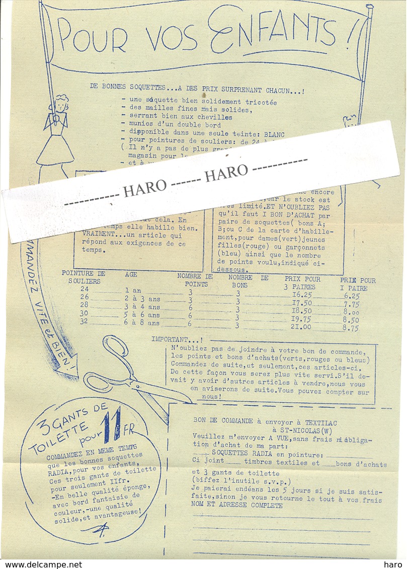 Enveloppe à Entête + Tarifs - Ets TEXTILAC à St NICOLAS / NIKLAAS  (WAAS) 1942 - Soquette RADIA -Guerre 40/45 - 1900 – 1949