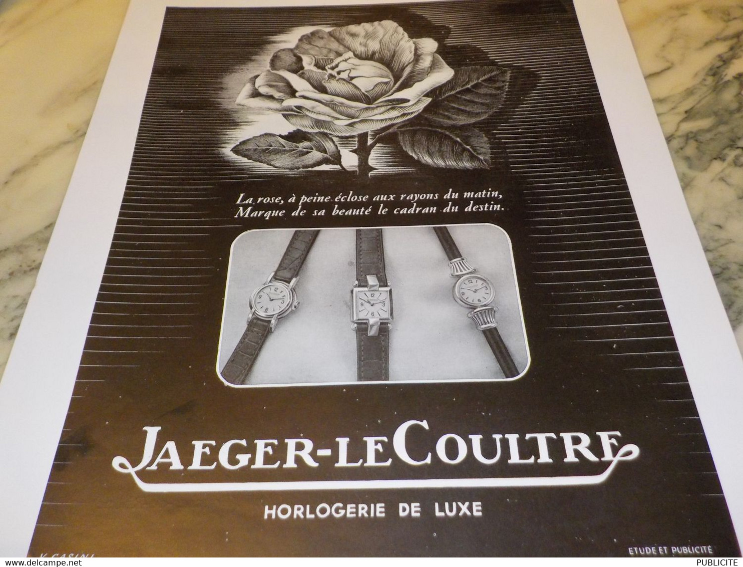 ANCIENNE PUBLICITE HORLOGERIE DE LUXE JAEGER-LECOULTRE 1950 - Publicités