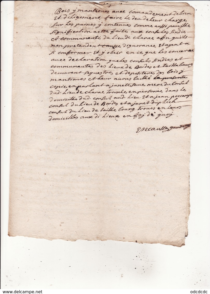 Gen D'Auch Et Pau  15 Juin 1729 Eaux Et Forets Commenge St Gaudens Foret De Clarac 4 Scans - Cachets Généralité