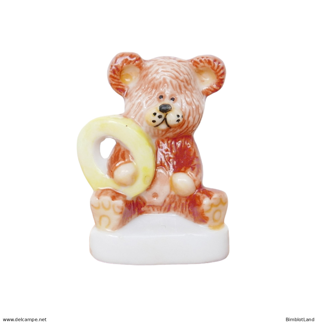 Feve Ours Ourson Alphabet Lettre O Miniature Porcelaine Figurine - Animaux