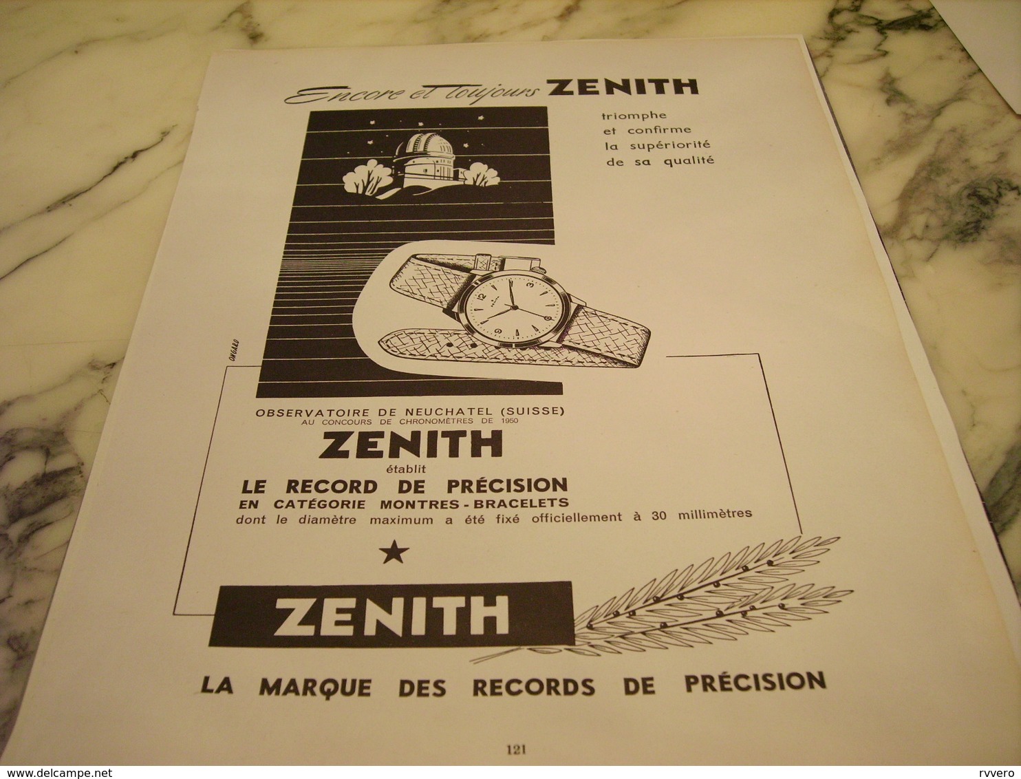 ANCIENNE AFFICHE PUBLICITE FABRIQUE DE MONTRE ZENITH 1951 - Other & Unclassified