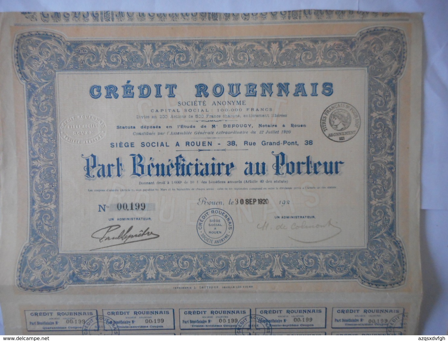 Credit ROUENNAIS 1920 ROUEN Rue Grand Pont - Banque & Assurance