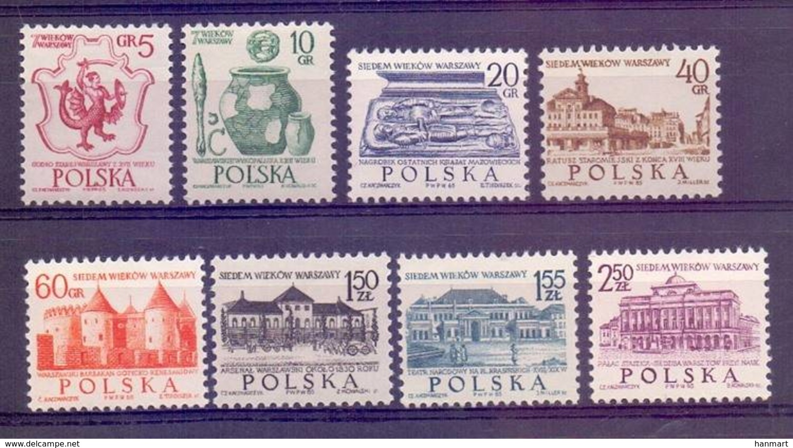 Poland 1965 Mi 1597-1604 MNH ( ZE4 PLD1597-1604 ) - Archéologie