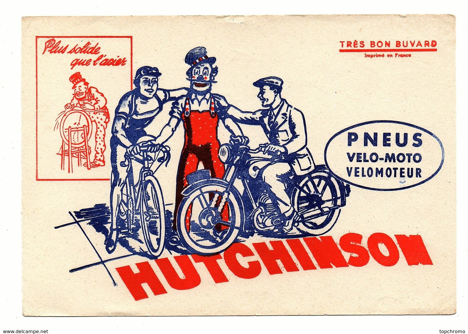 Buvard Pneus Hutchinson Vélo Moto Vélomoteur Clown - Autres & Non Classés
