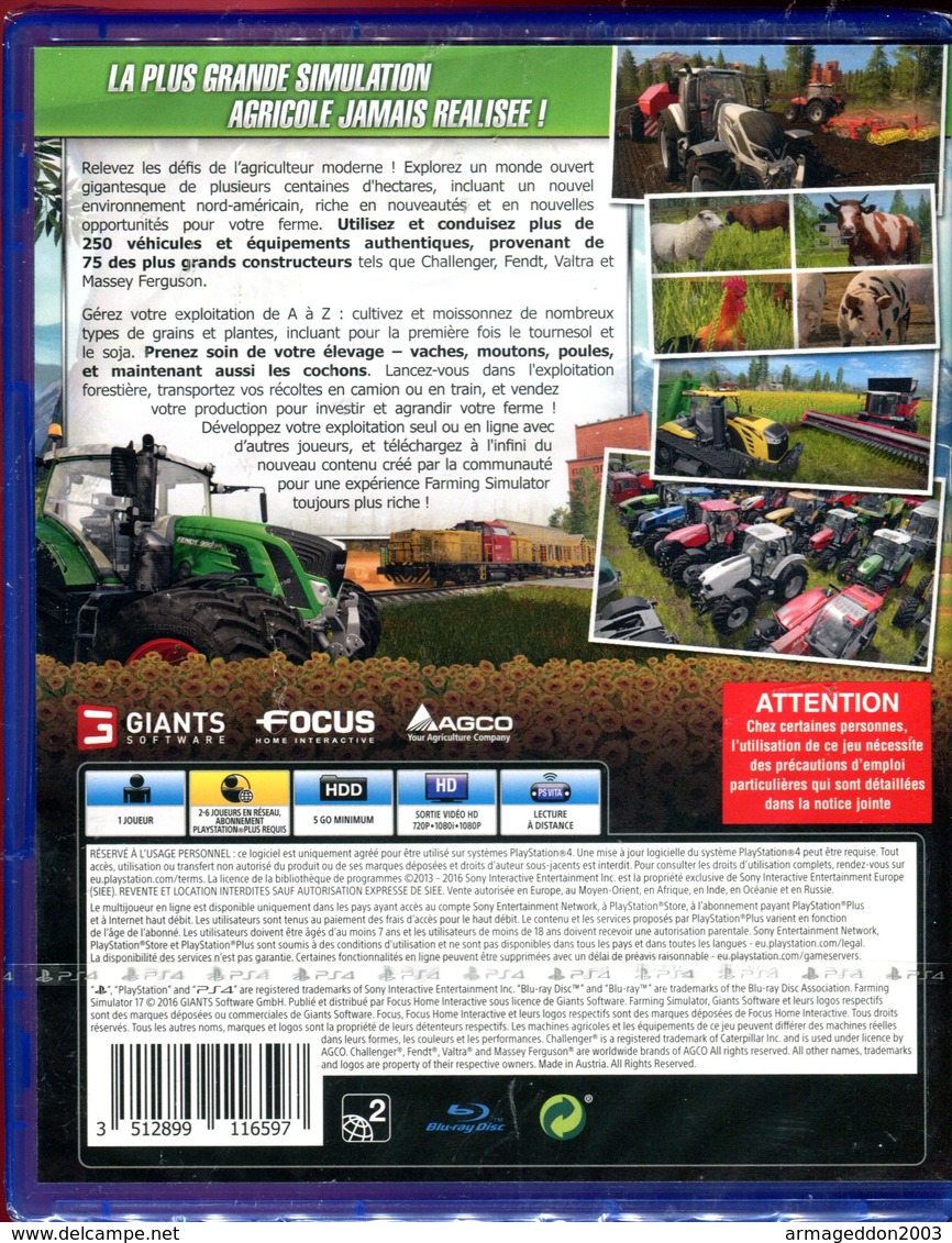 FARMING SIMULATOR 17 SUR PS4 - Neuf Sous Blister / FR - PS4