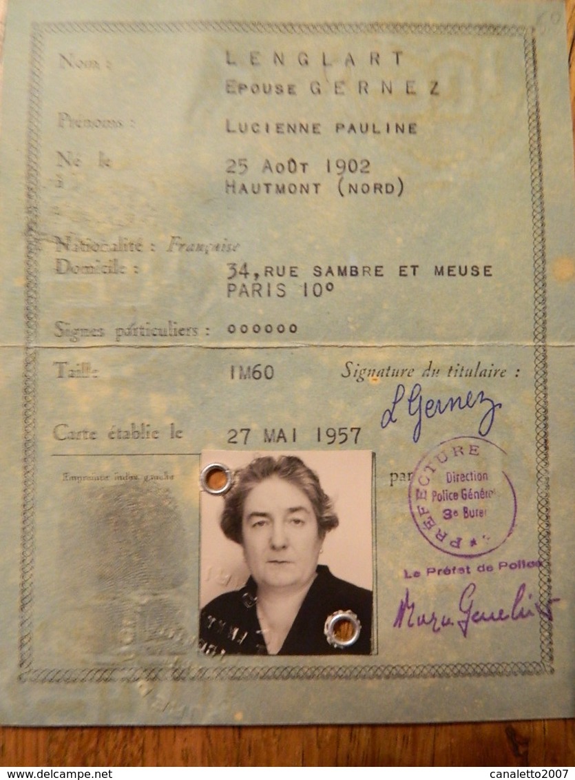 FRANCE: PASSEPORT ET CARTE D'IDENTITE DE GERNEZ LUCIENNE AVEC PHOTOS - Non Classés